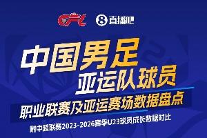 中足联携手直播吧：国足亚运队大将职业联赛及亚运赛场数据盘点